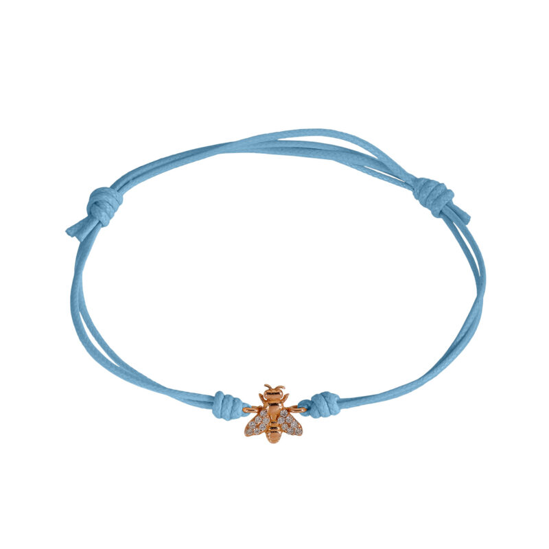 Bee and white diamonds cord bracelet