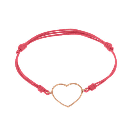 Cord Bracelet With Gold Wire Large Heart