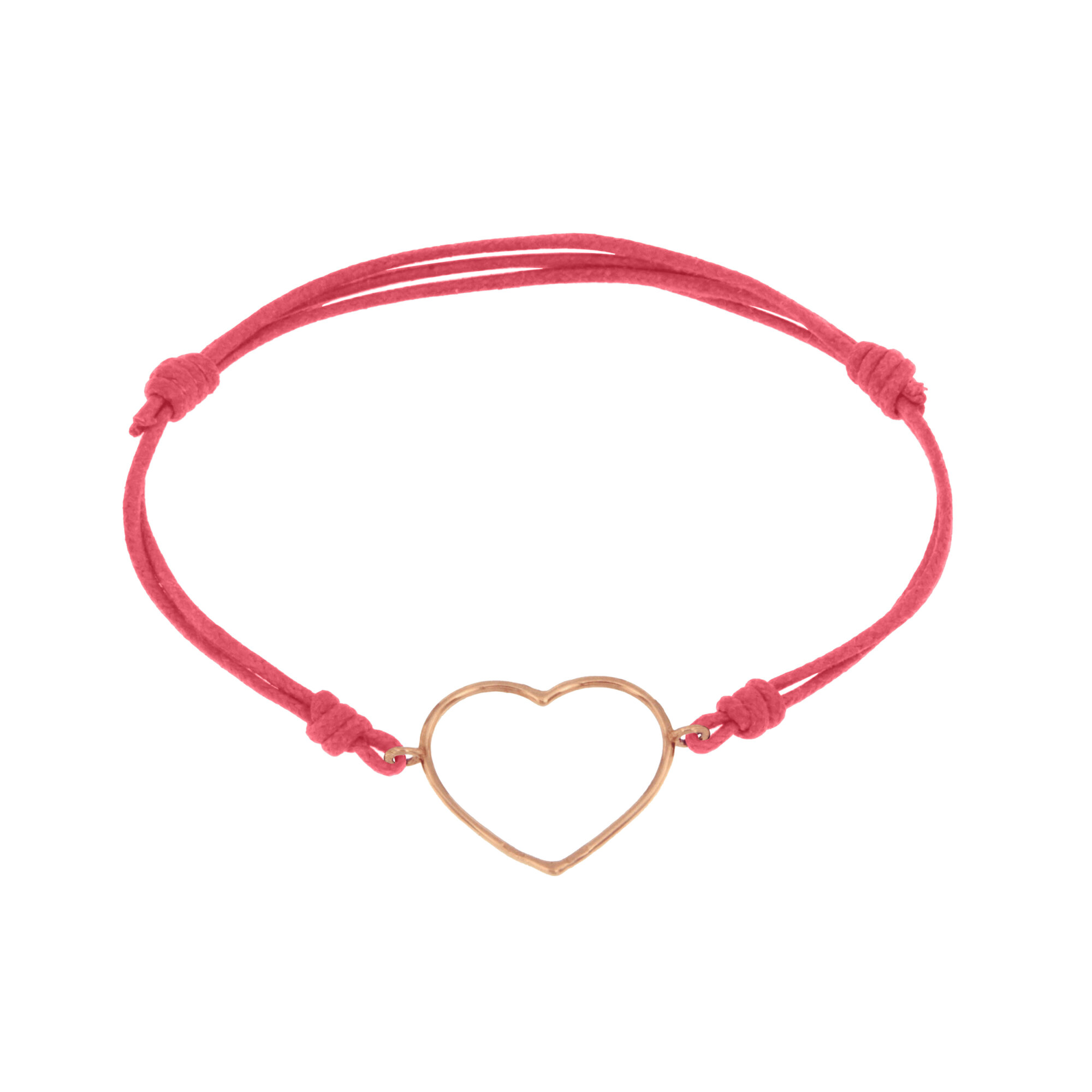 Cord bracelet with gold wire large heart - Marco Gerbella Orafi