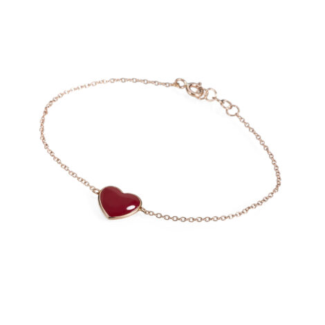 Red Enamel Heart Chain Bracelet