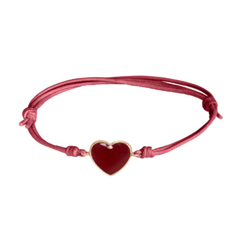 Red Enamel Heart Cord Bracelet – Fuchsia [26]