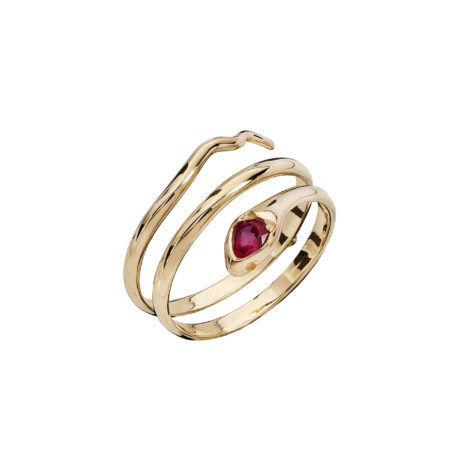 Snake Ring With Ruby And Diamonds