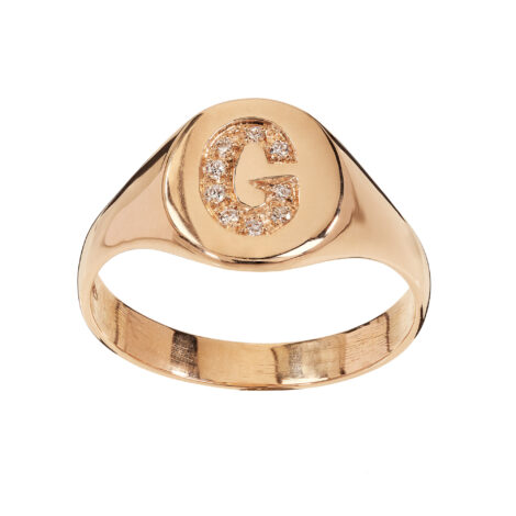 Capital Letter Ring With Diamonds