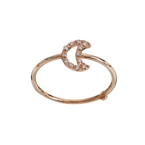 Wire Gold And Diamonds Moon Ring