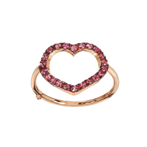 Wire Gold And Pink Sapphires Heart Ring
