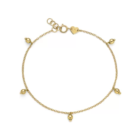 Chain Bracelet With Five Pendant Gold Spheres